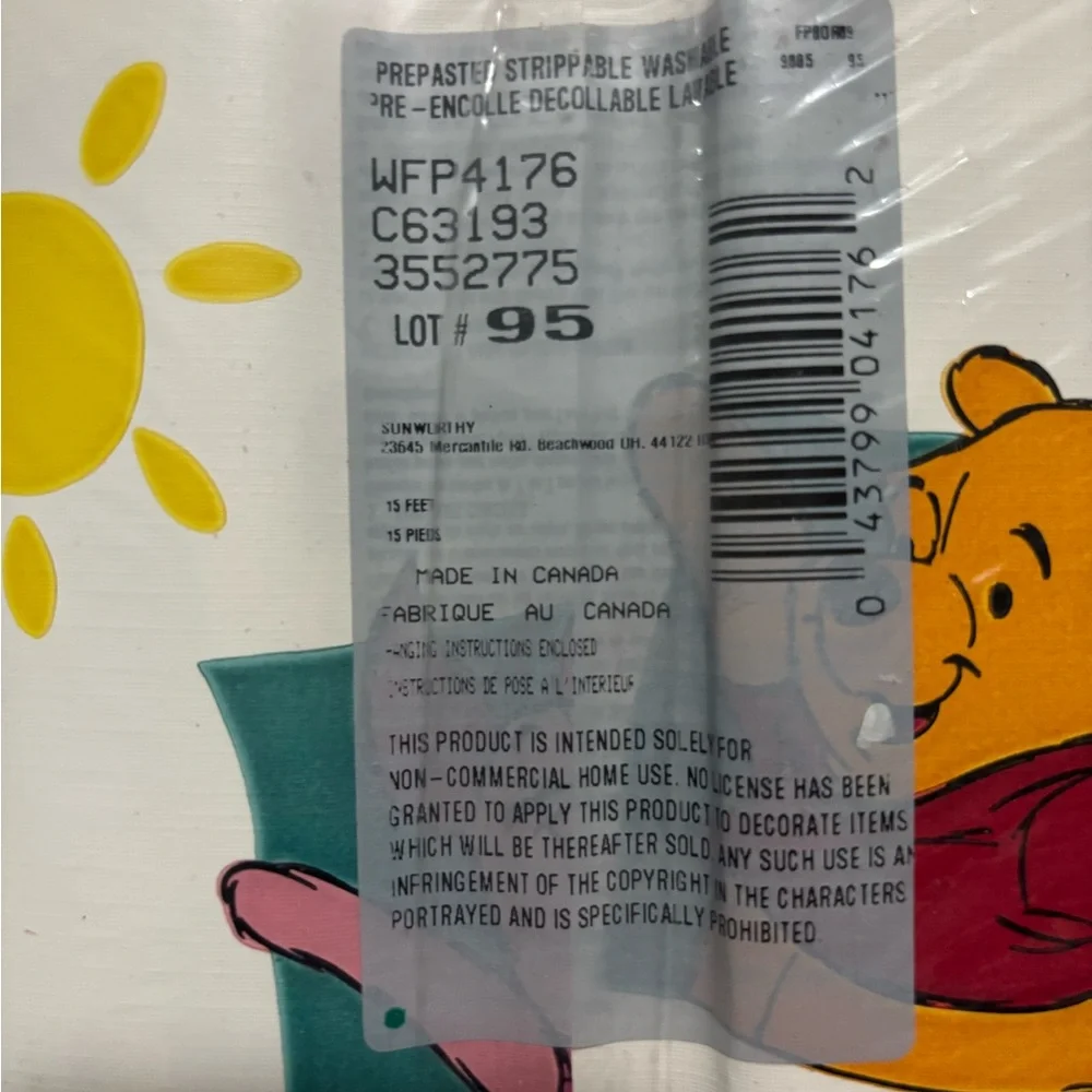 Disney Pooh Decorative Border Wallpaper - Blue, Yellow, Pink
